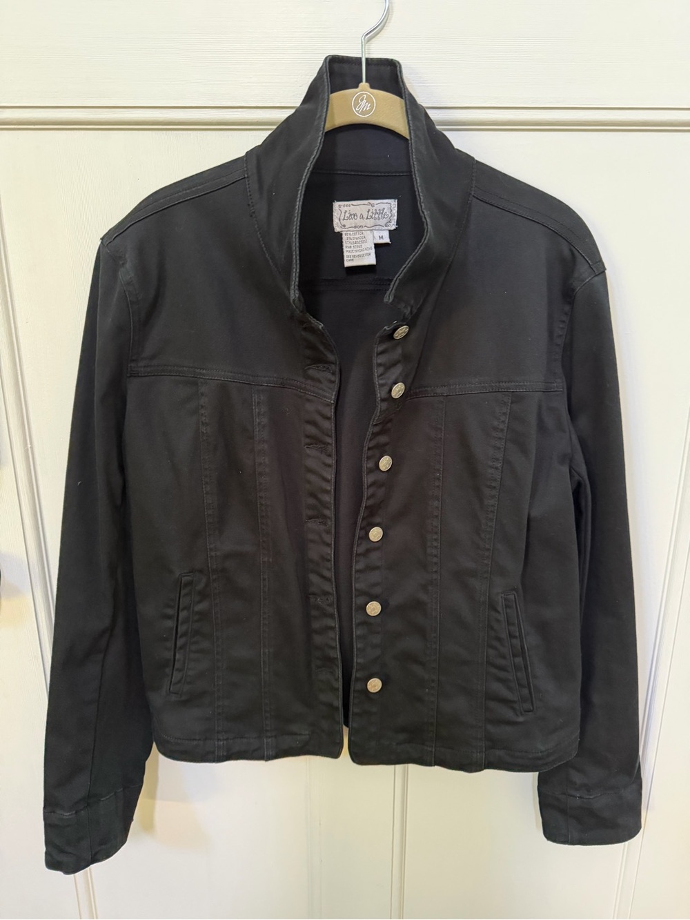 Live a Little Black Jean Jacket with Button Front